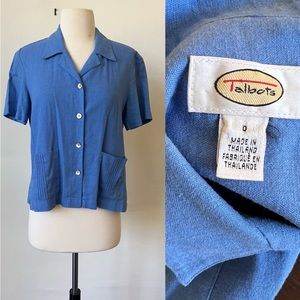 Talbots Classic Blue Button-Up Blouse